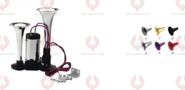 AT10361 Car Horn LENGTH: 150 210MM VOLTAGE: 12V 24V CURRENT: 15A SOUND LEVEL: 115+-10DB FREQUENCY: 530 680HZ