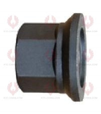 AT5181 Bolt SINO TRUCK HOWO STEYR REAR LONGER-KNUR I OUTSIDE THREAD: M22X1.5 LENGTH UNDER HEAD: 120 THREAD LENGTH: 42 KNURLING DIAMETER: 23.3 HEAD HEIGHT: 12 HEAD DIAMETER: 39 A F DIMENSION: 32 NUT HEIGHT: 32