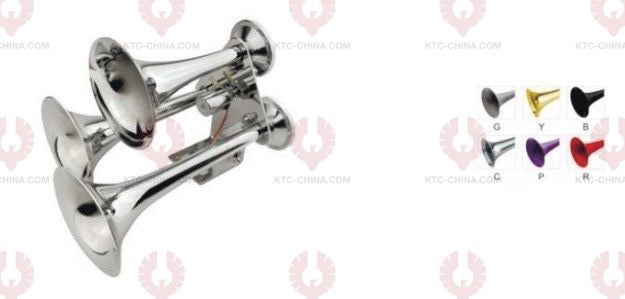 AT10356 Car Horn LENGTH: 285 345 395MM  VOLTAGE: 12V 24V  CURRENT: 3A  SOUND LEVEL: 115+-10DB  FREQUENCY: 380 440HZ